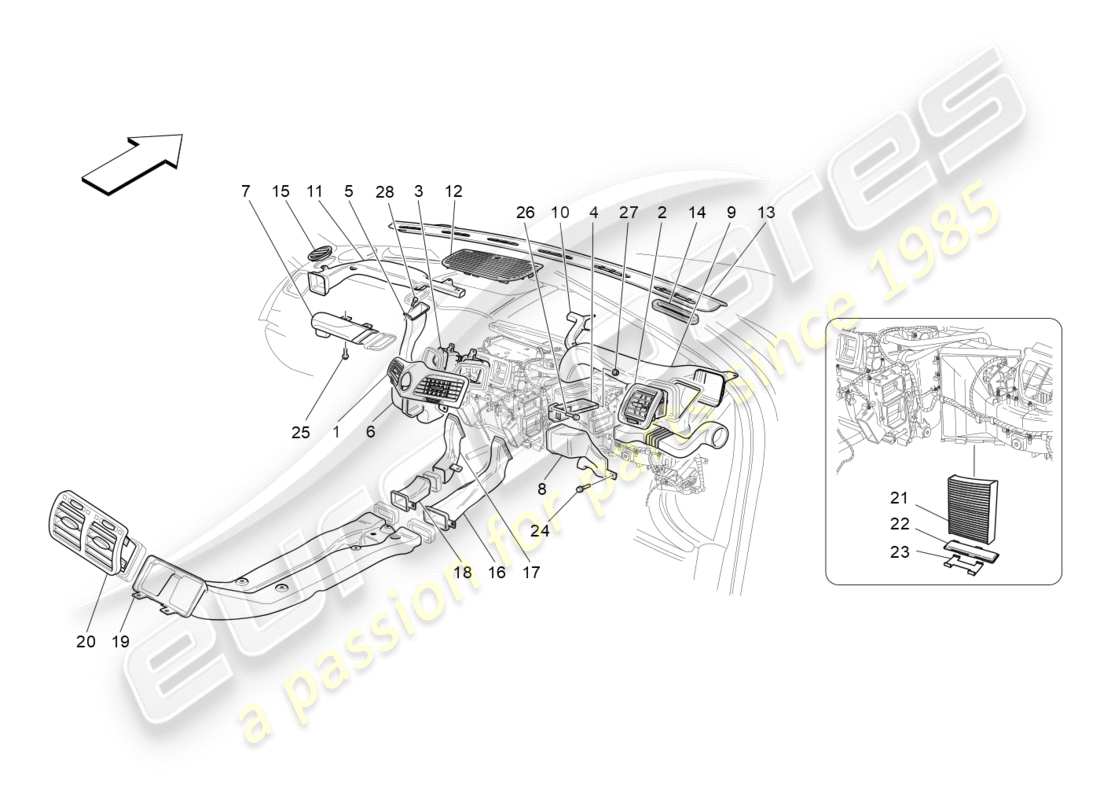 maserati granturismo (2009) condizionatore: diffusione diagramma delle parti