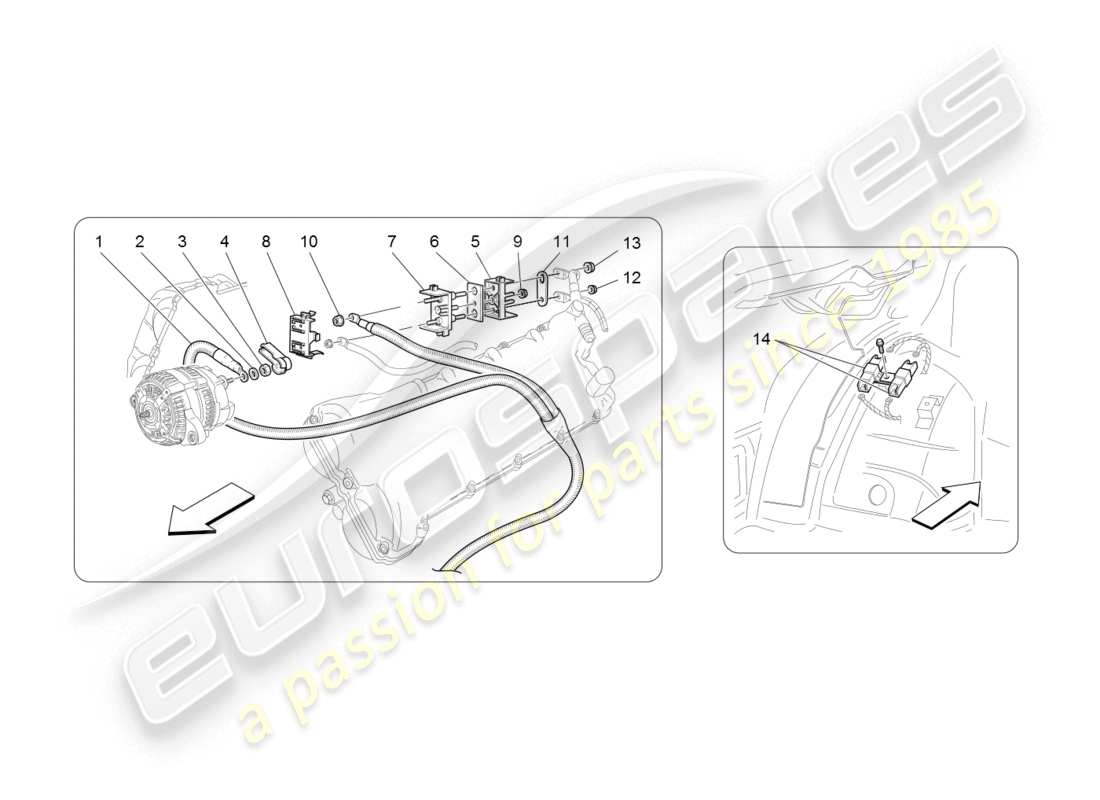 maserati granturismo (2008) schema delle parti del cablaggio principale