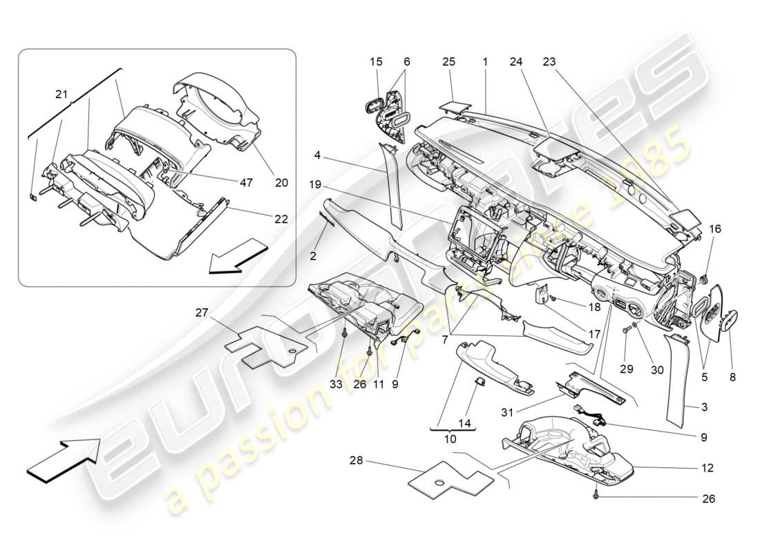 maserati qtp 3.0 tds v6 275hp (2015) diagramma delle parti dell'unità del cruscotto