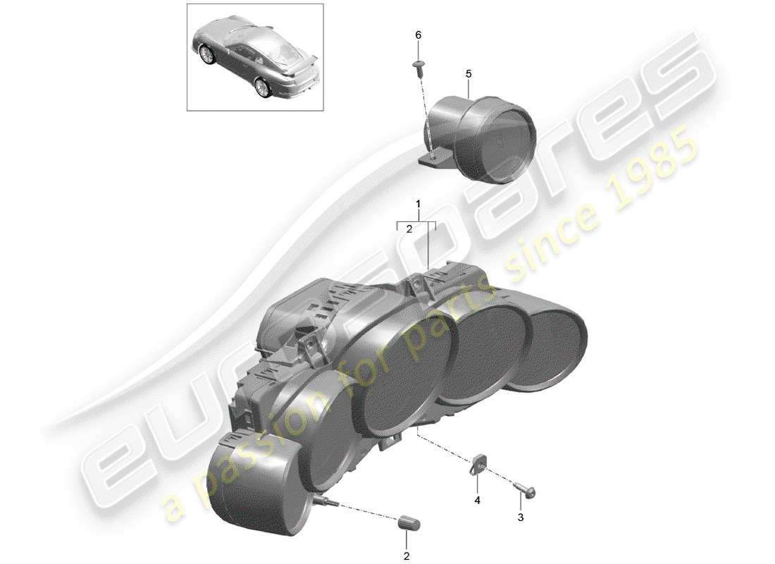 porsche 2016 (991-1 r/gt3/rs) diagramma delle parti quadro strumenti