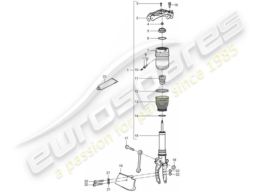 porsche 2010 (cayenne e1 9pa) sospensione diagramma delle parti