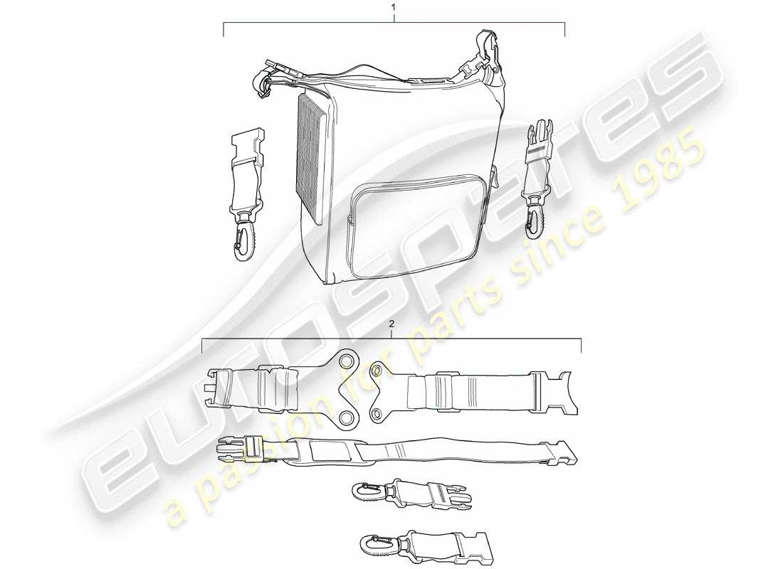 porsche tequipment macan (2019) diagramma delle parti della borsa raffreddante