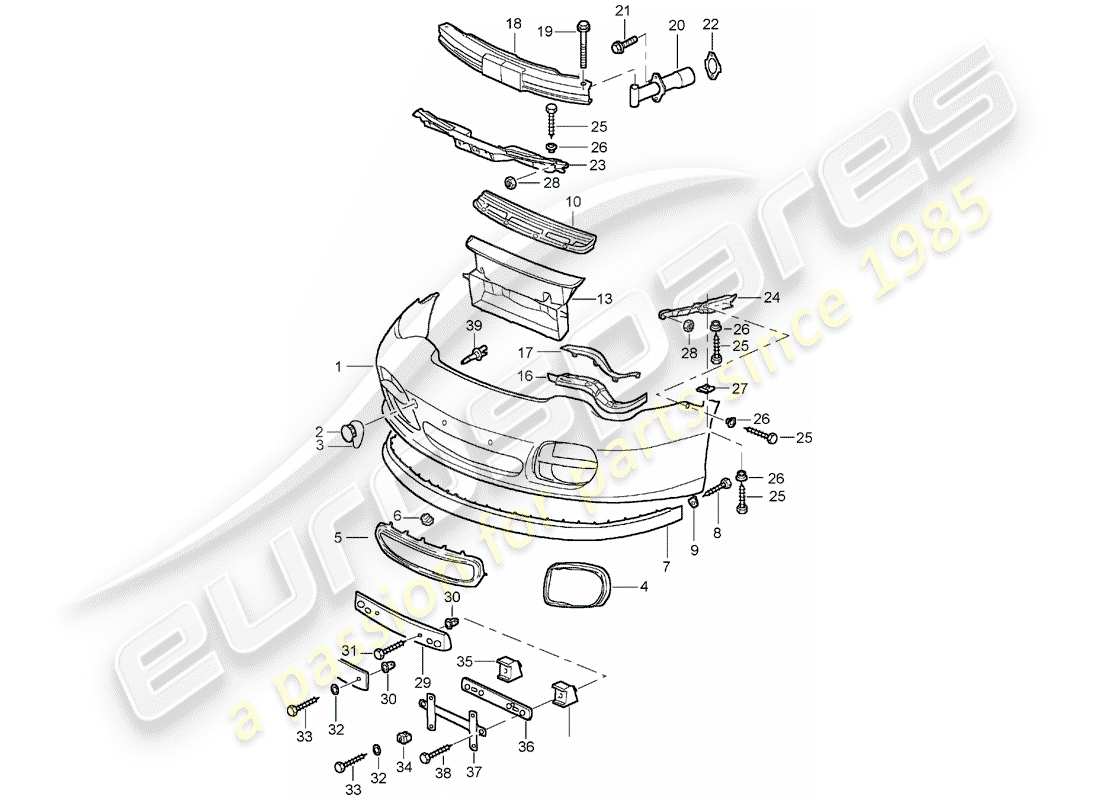 porsche 2003 (996 turbo / gt2) paraurti diagramma delle parti