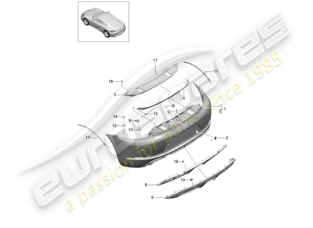 porsche 2020 (718 cayman) paraurti diagramma delle parti