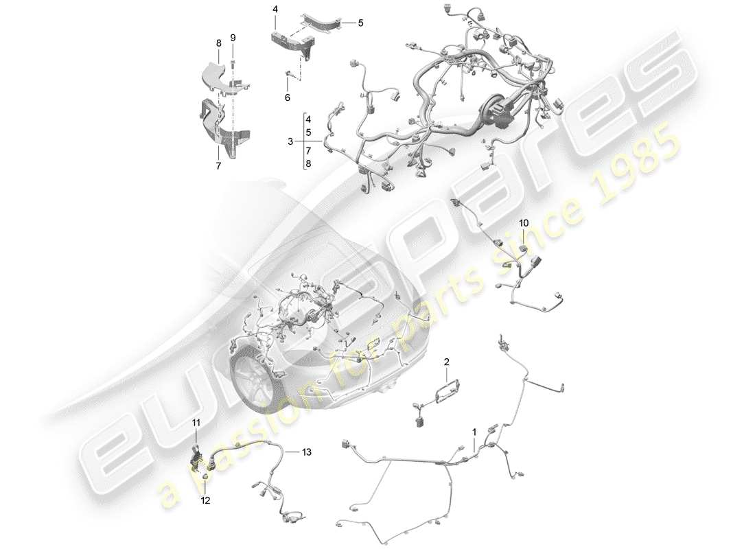 porsche 2019 (718 cayman) cablaggi diagramma delle parti