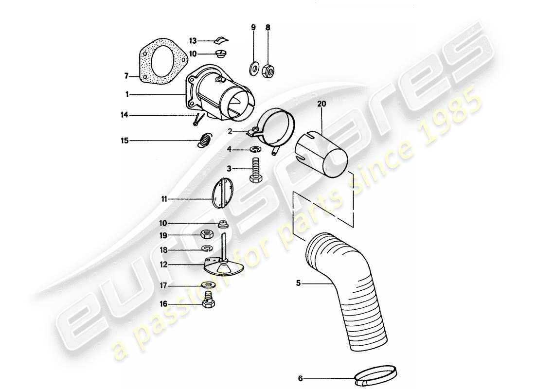 porsche 1974 (911) alimentazione aria di riscaldamento diagramma delle parti