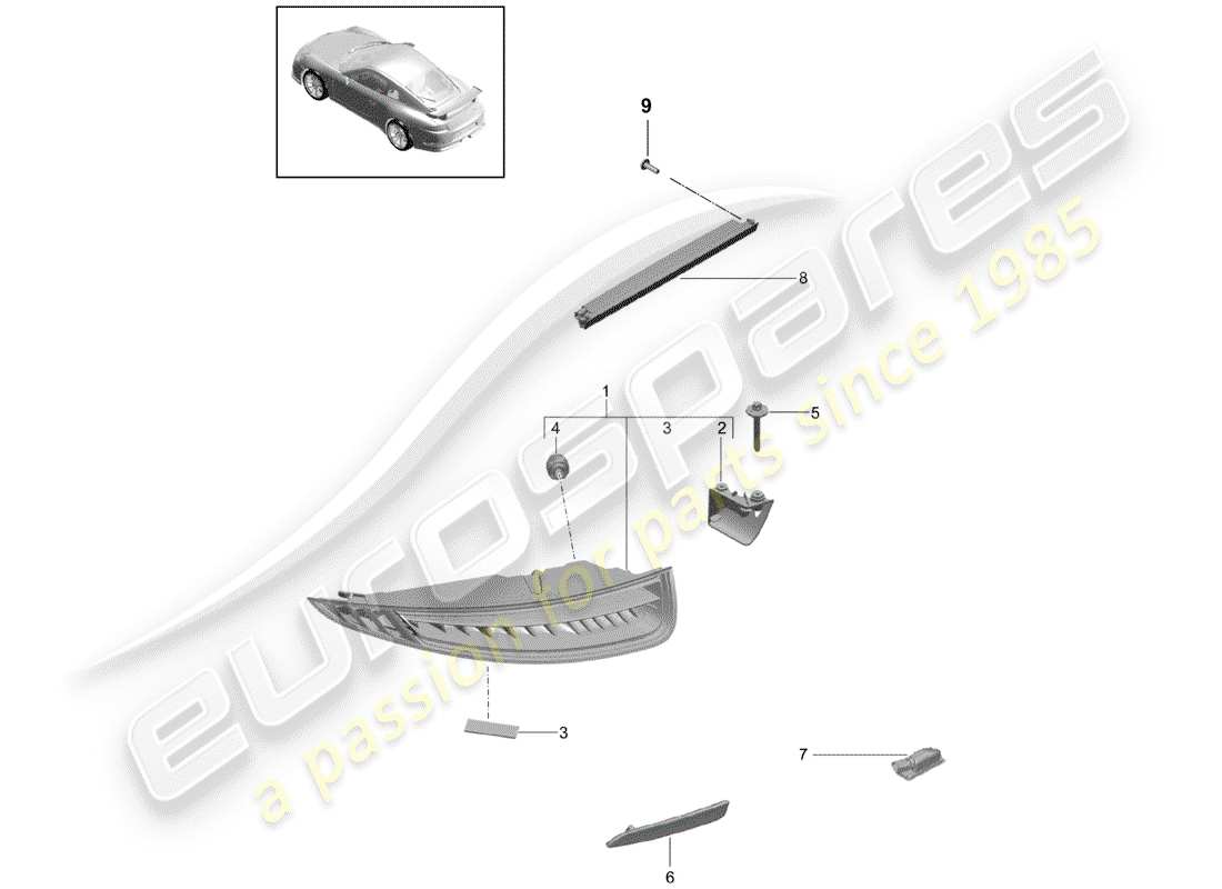 porsche 2015 (991-1 r/gt3/rs) schema delle parti luce posteriore