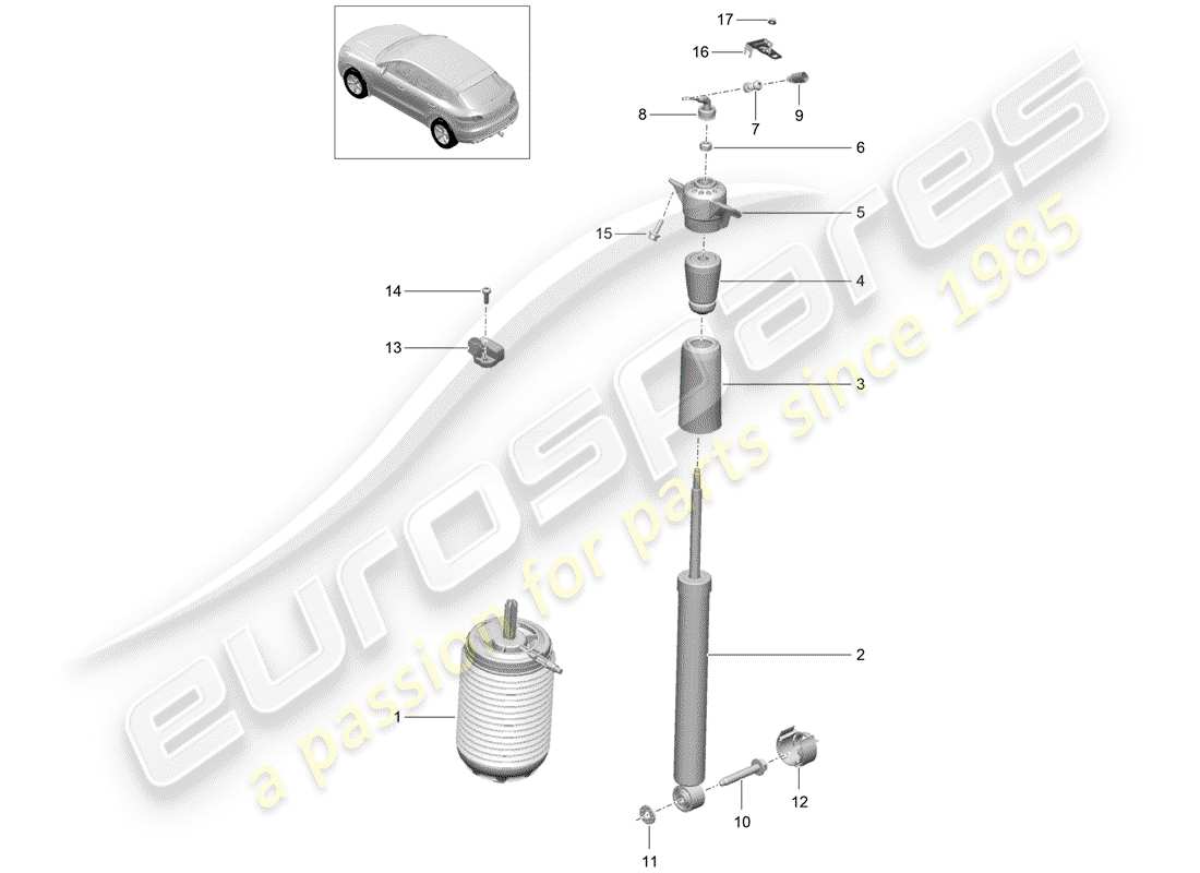 porsche 2014 (macan) molla pneumatica diagramma delle parti