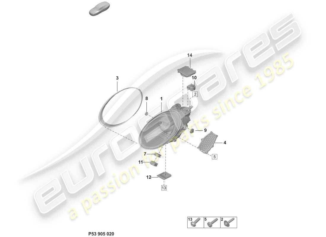 porsche 2020 (992-1) faro a led con diagramma delle parti