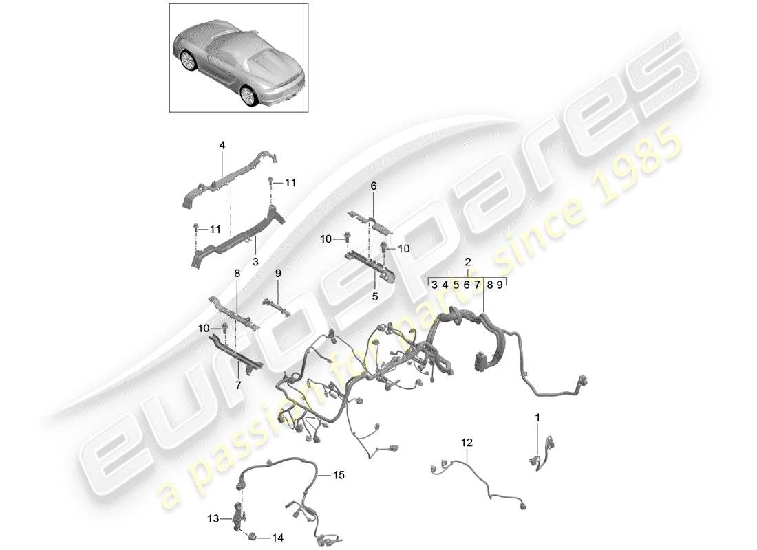 porsche 2016 (981 boxster spyder) cablaggi elettrici schema delle parti