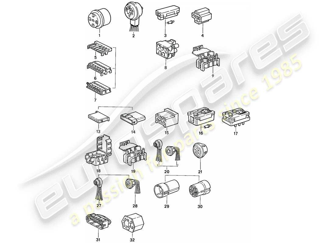 porsche 1986 (944) alloggiamento del connettore diagramma delle parti