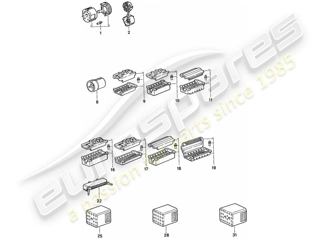 porsche 1986 (944) alloggiamento del connettore diagramma delle parti