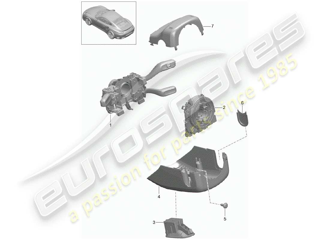 porsche 2016 (991-1 turbo) interruttore piantone dello sterzo schema delle parti