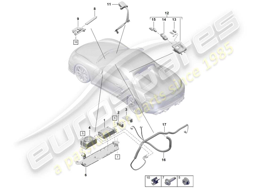 porsche 2019 (718 boxster spyder) per veicoli con telefono schema delle parti