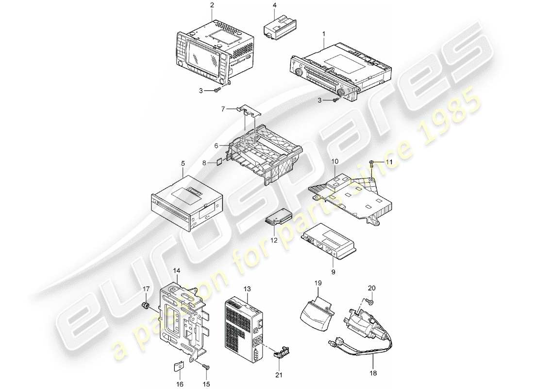 porsche 2005 (cayenne e1 9pa) schema delle parti dell'unità radio