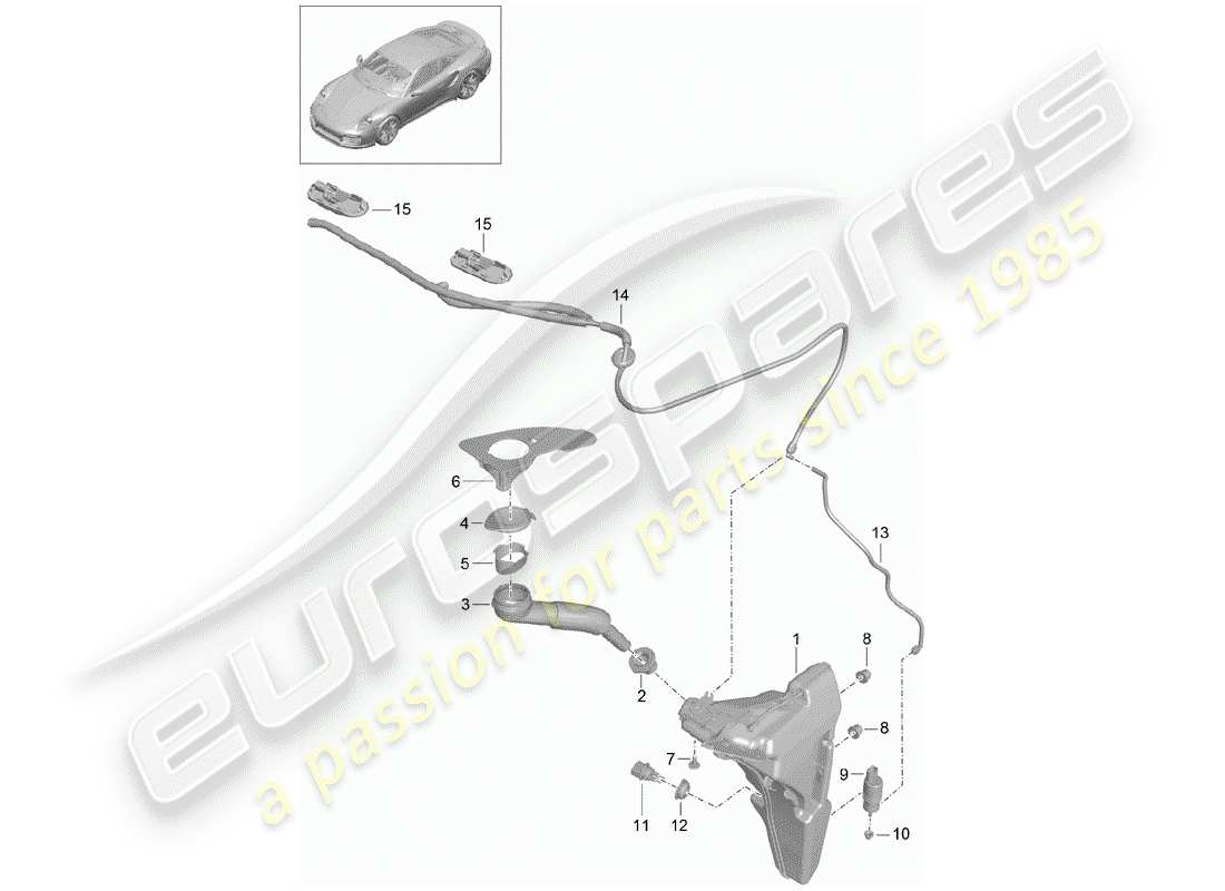 porsche 2016 (991-1 turbo) unita ' rondella del parabrezza schema delle parti