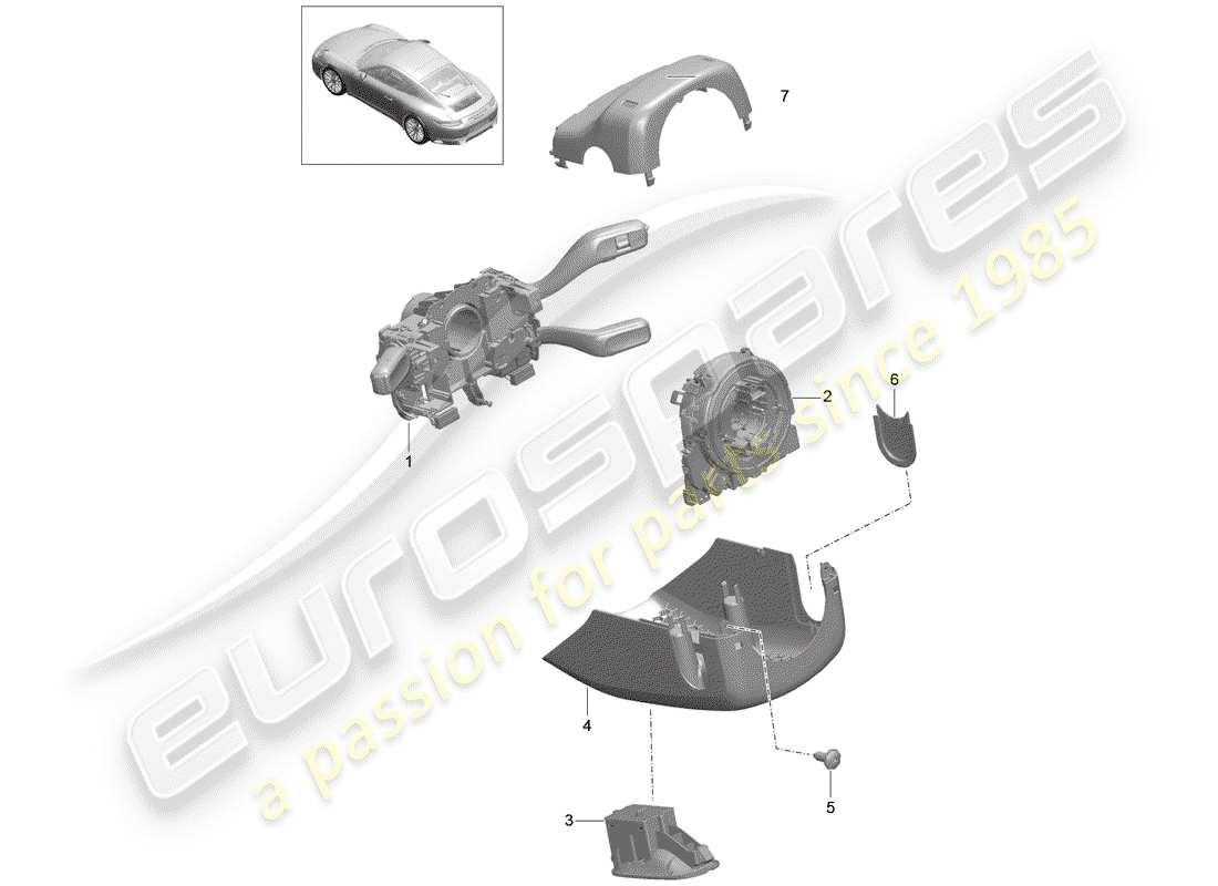 porsche 2020 (991-2) interruttore piantone sterzo diagramma delle parti