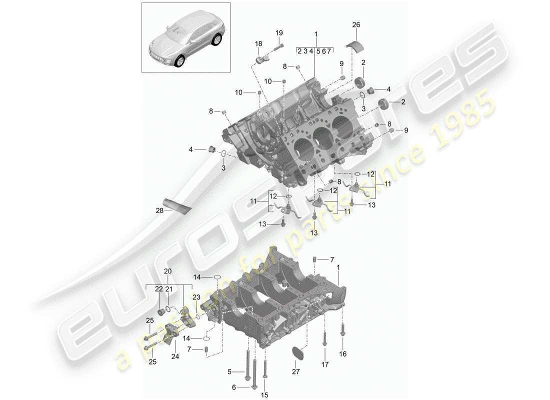 porsche 2015 (macan) schema delle parti del basamento