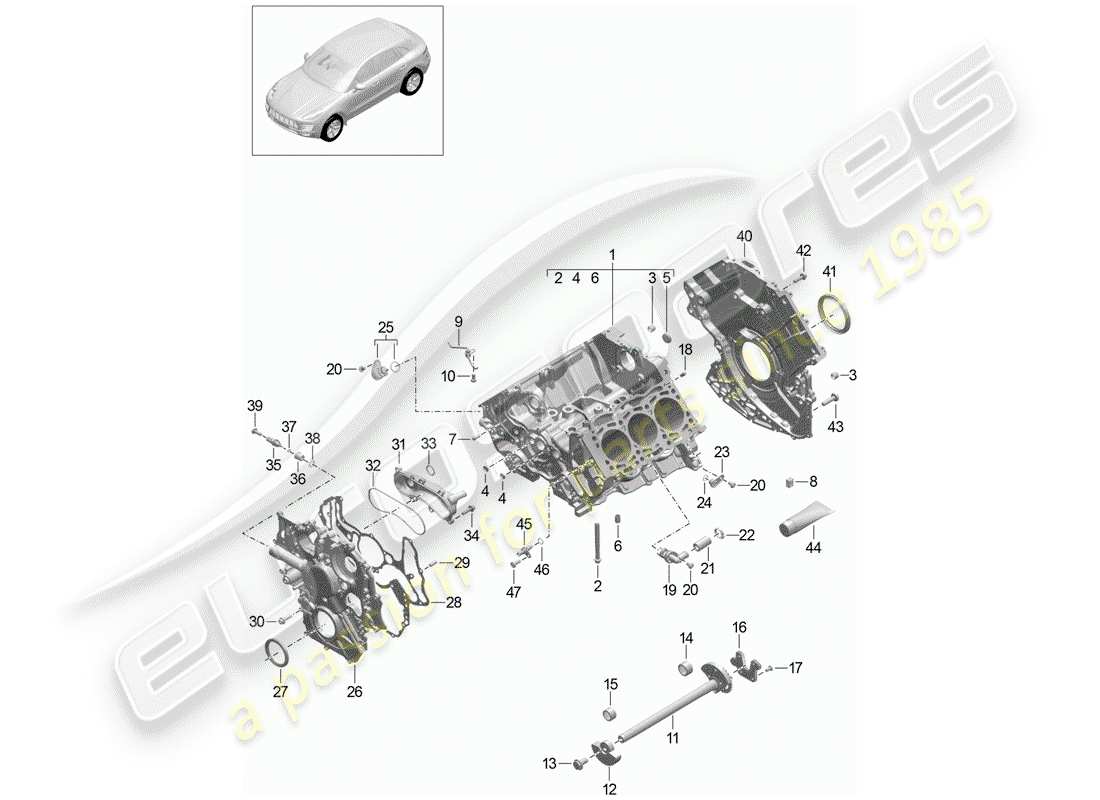 porsche 2016 (macan) schema delle parti del basamento