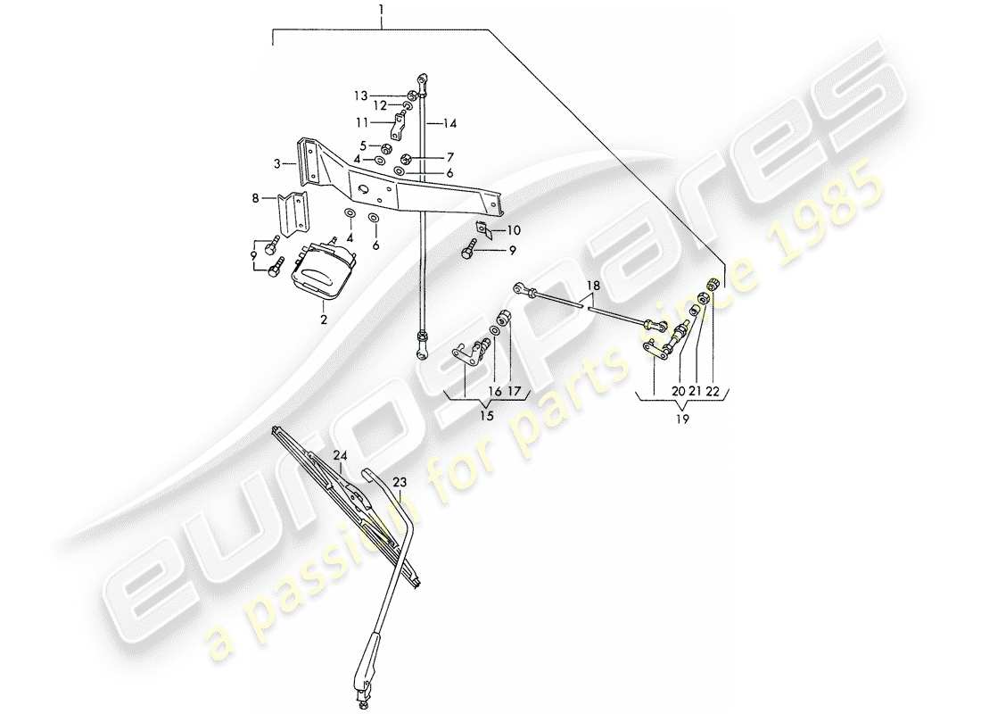 porsche 1966 (911/912) tergicristallo posteriore diagramma delle parti