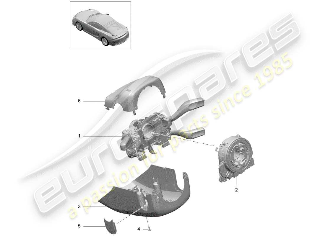 porsche 2016 (981 cayman gt4) interruttore piantone dello sterzo schema delle parti