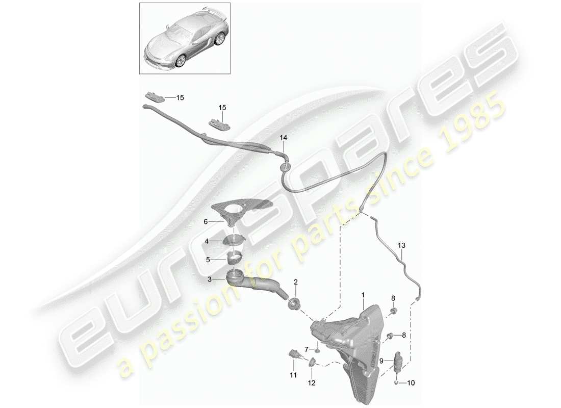 porsche 2016 (981 cayman gt4) unita ' rondella del parabrezza schema delle parti