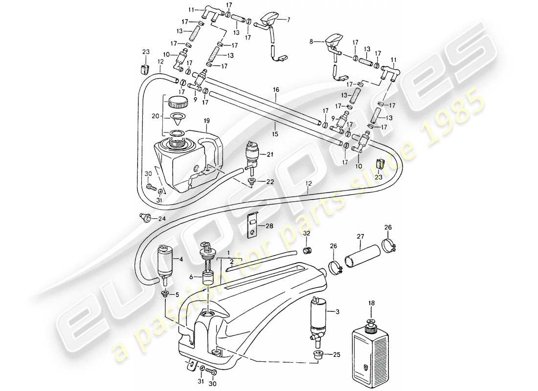 porsche 1990 (964) gruppo rondella diagramma delle parti