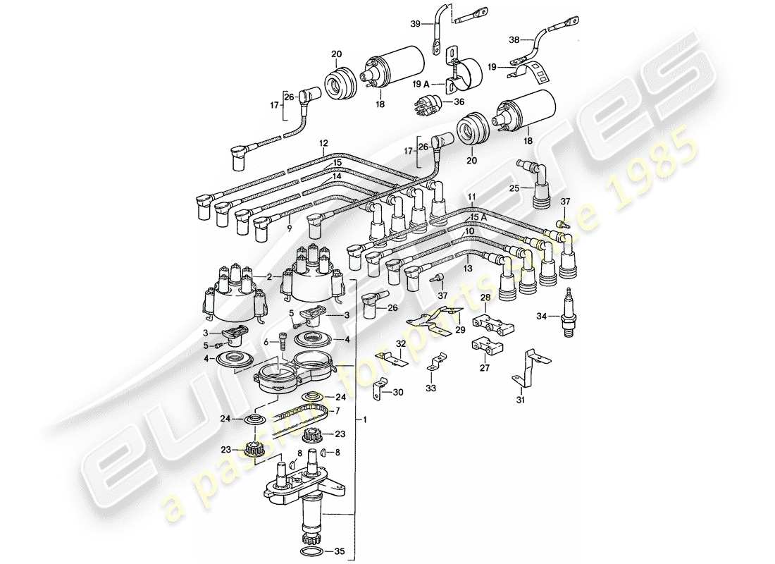 porsche 1985 (928) impianto elettrico del motore - lh-jetronic diagramma delle parti