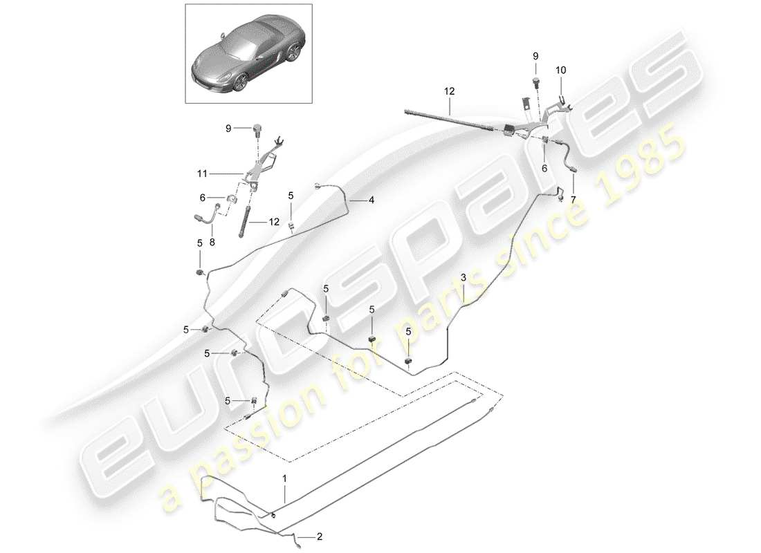 porsche 2015 (981 boxster) linee dei freni diagramma delle parti
