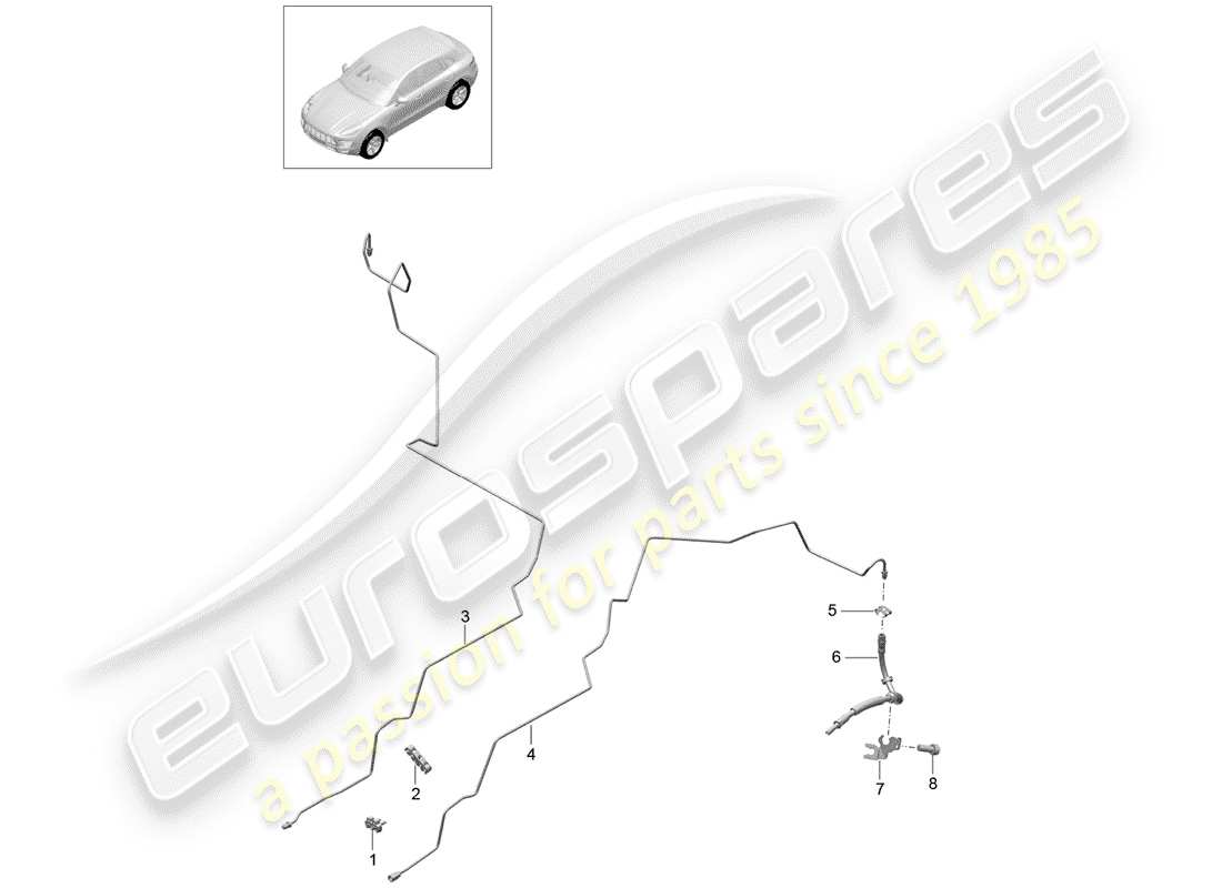 porsche 2016 (macan) diagramma delle parti linea freno