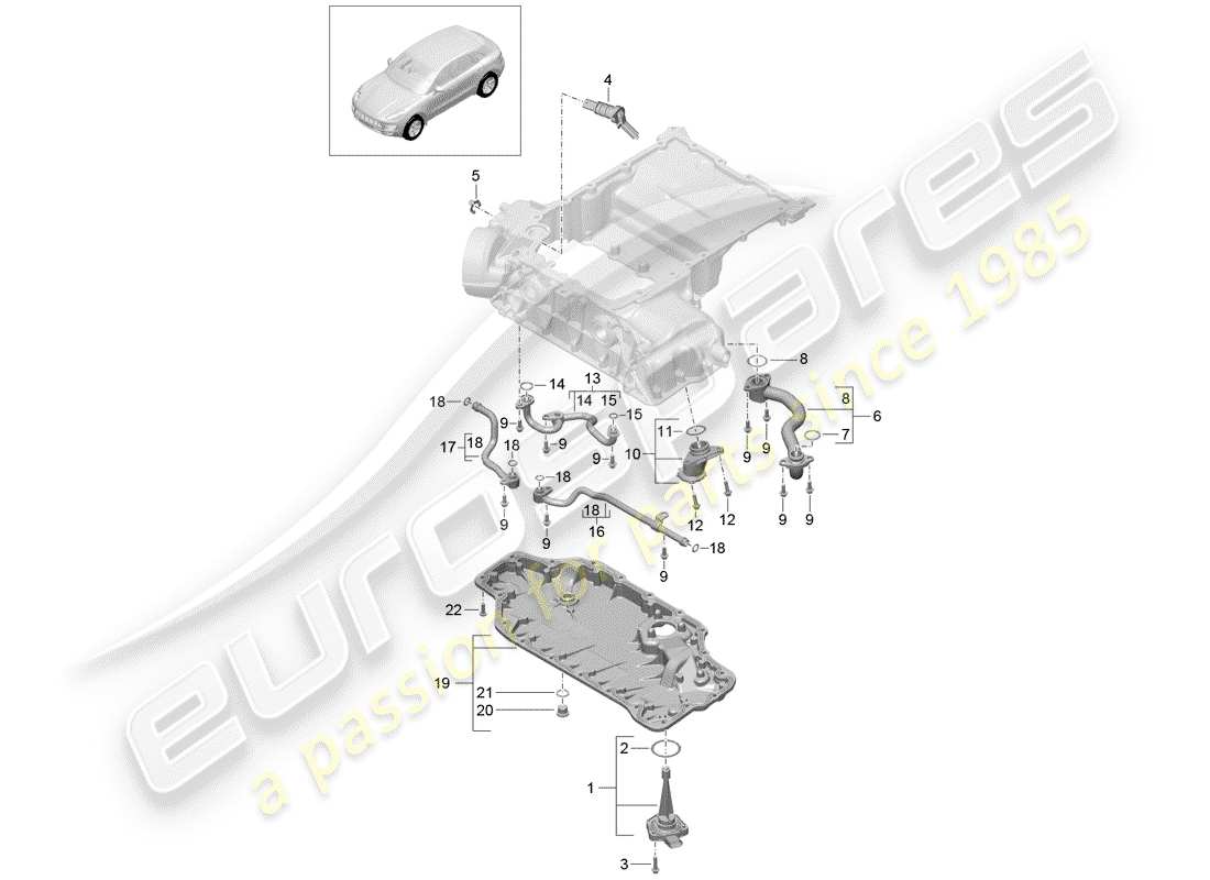 porsche 2016 (macan) collettore di aspirazione diagramma delle parti