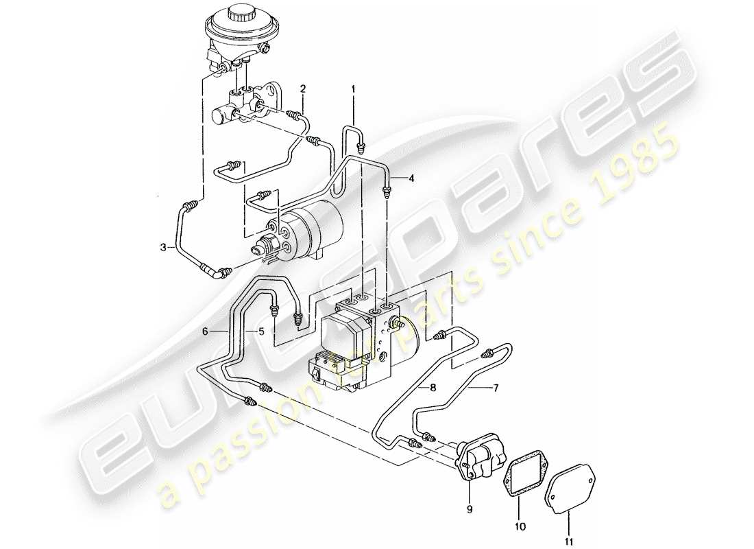 porsche 2004 (996) linea freno - estremità anteriore - d - mj 1999>> diagramma delle parti