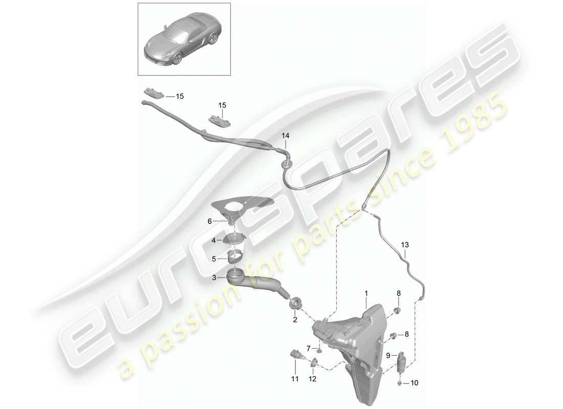 porsche 2015 (981 boxster) unita ' rondella del parabrezza schema delle parti