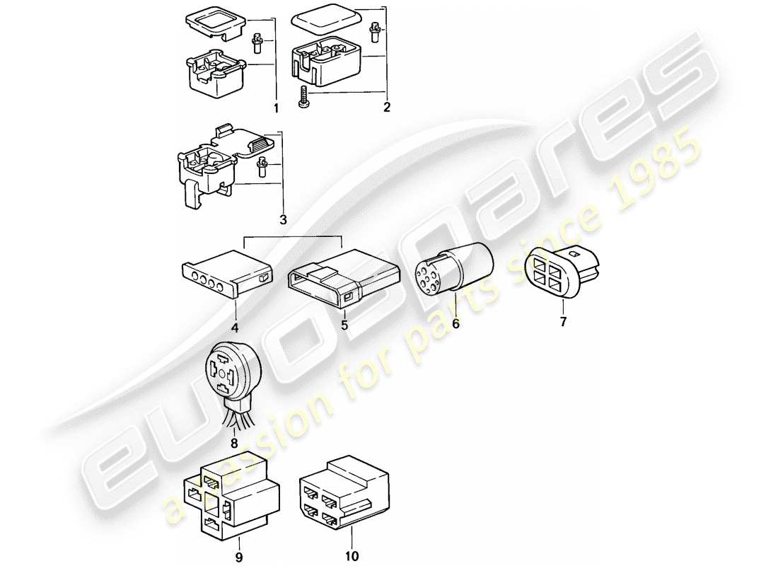 porsche 1988 (944) alloggiamento del connettore - 4-pole diagramma delle parti