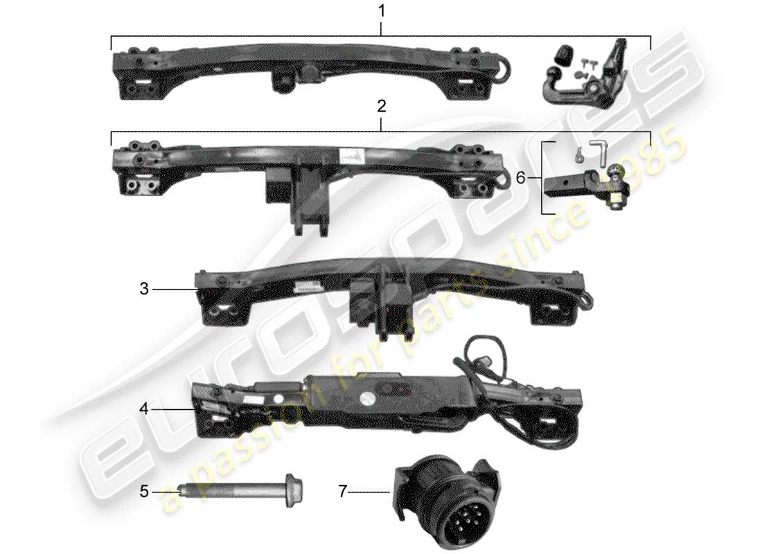 porsche 2014 (tequipment cayenne) diagramma delle parti del gancio di traino