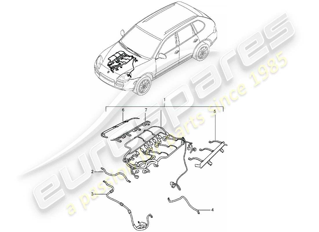 porsche 2006 (cayenne e1 9pa) imbracatura diagramma delle parti