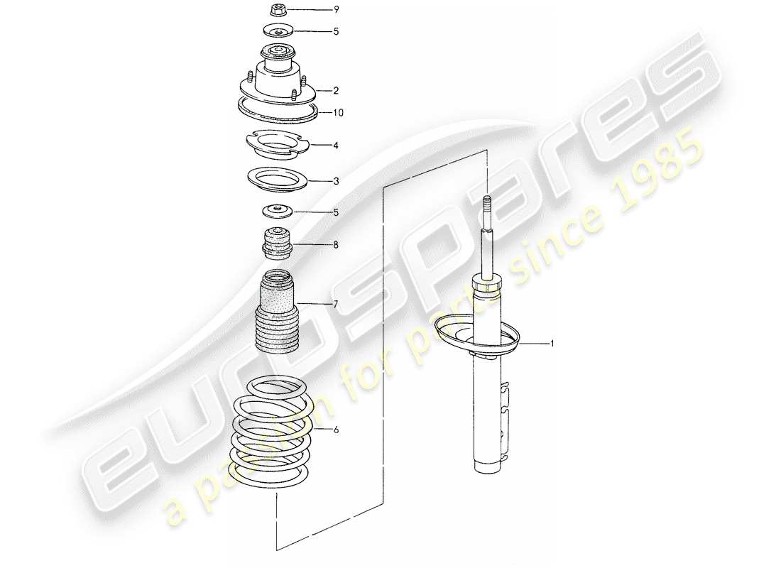 porsche 2000 (986 boxster) ammortizzatore - molla elicoidale schema delle parti