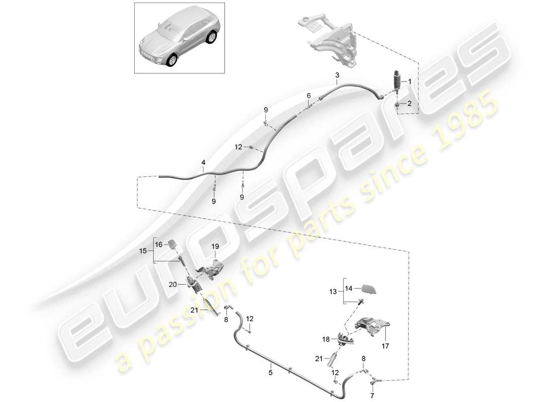 porsche 2016 (macan) schema delle parti del sistema rondella