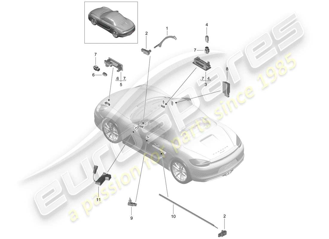 porsche 2012 (981 boxster) luci interne diagramma delle parti