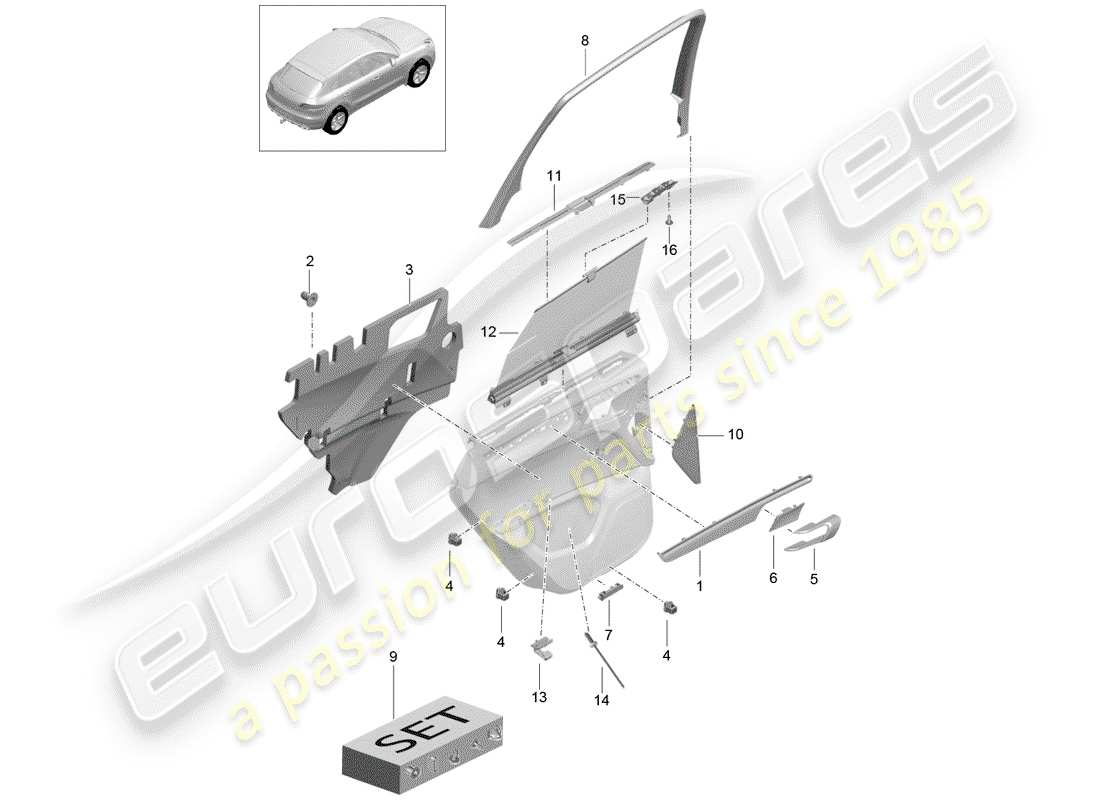 porsche 2015 (macan) accessori diagramma delle parti