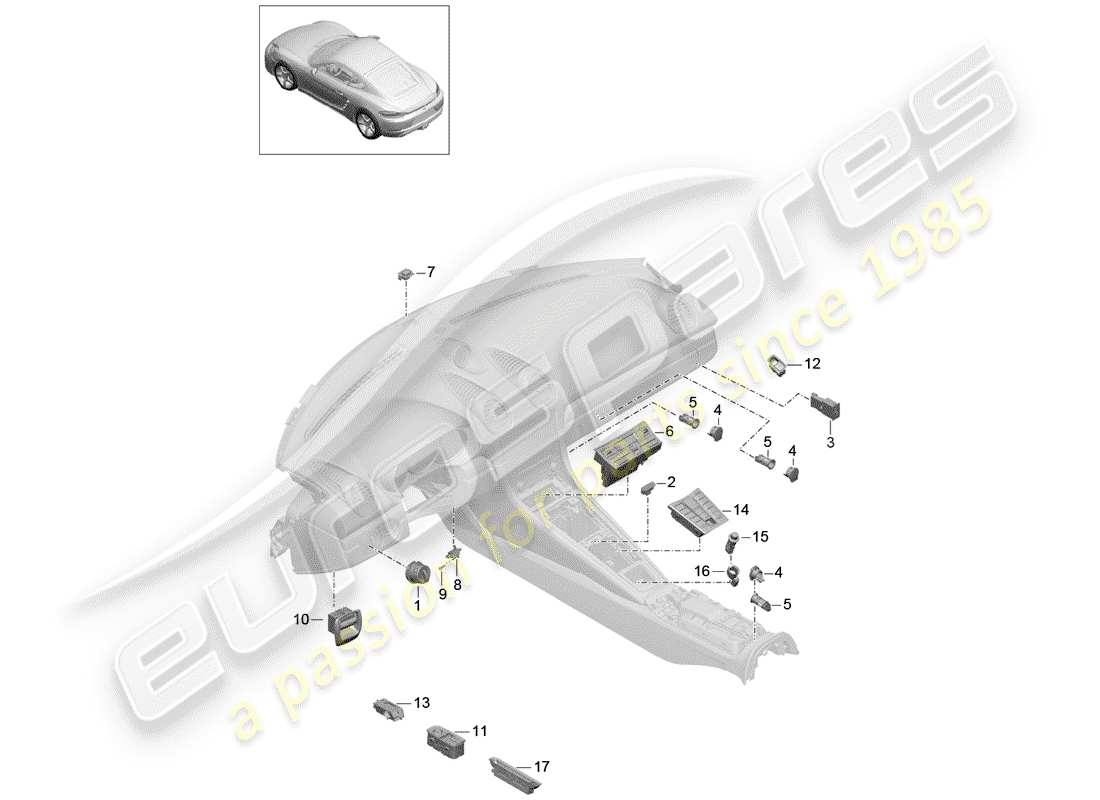 porsche 2018 (718 cayman) interruttore diagramma delle parti