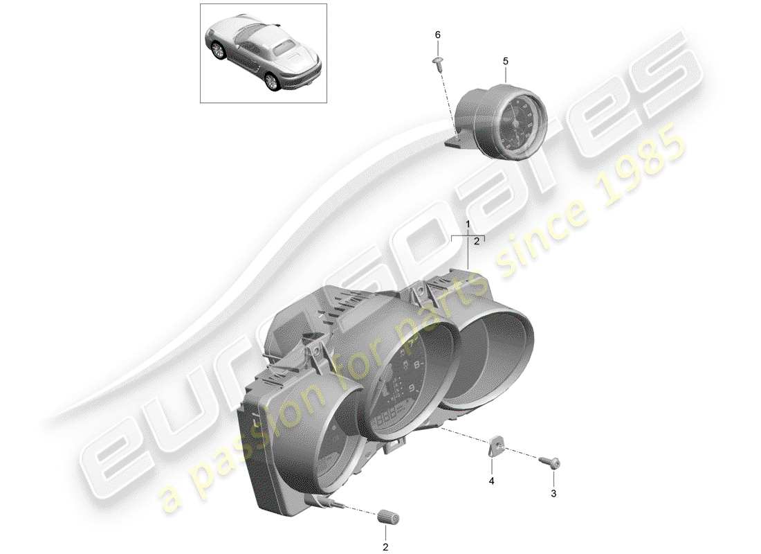 porsche 2018 (718 boxster) diagramma delle parti quadro strumenti