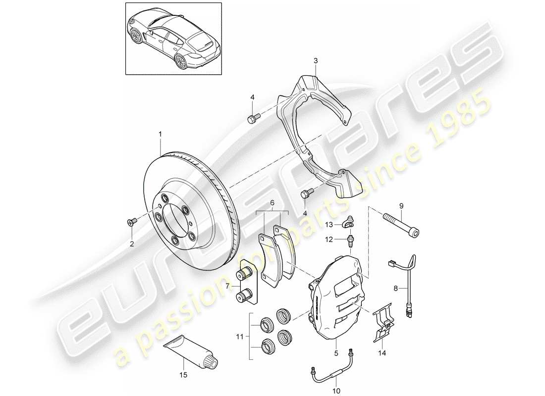 porsche 2010 (panamera 970) freni a disco diagramma delle parti