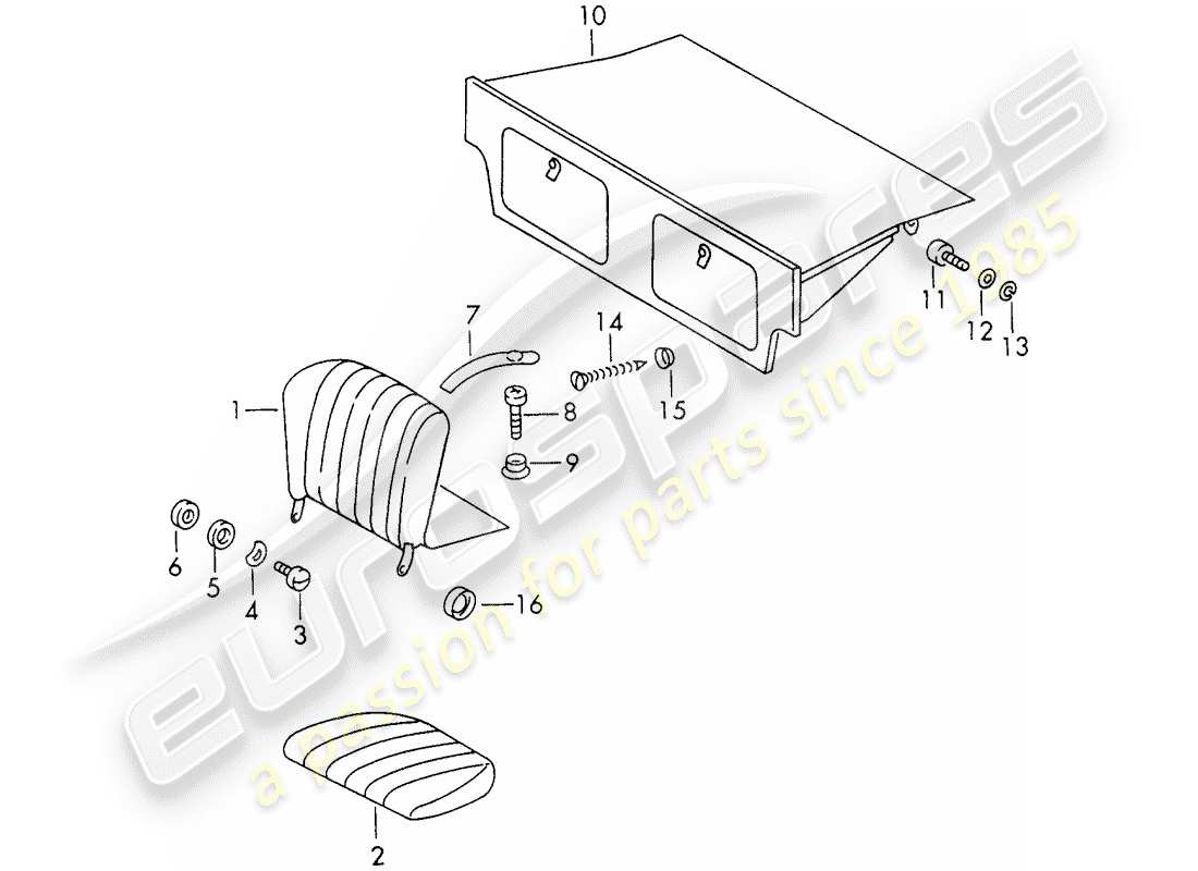 porsche 1973 (911) sedile di emergenza diagramma delle parti