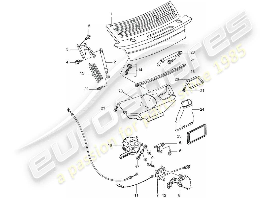 porsche 2001 (996 turbo / gt2) copertina diagramma delle parti
