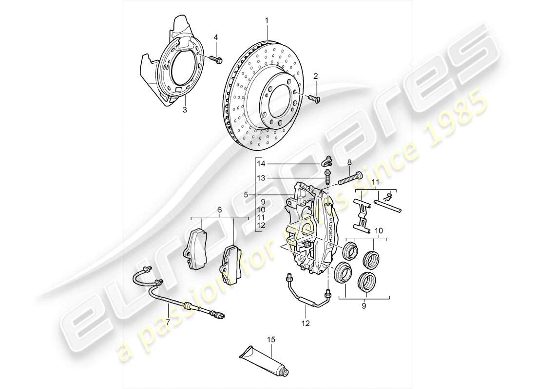 porsche 2008 (987 cayman) freni a disco diagramma delle parti
