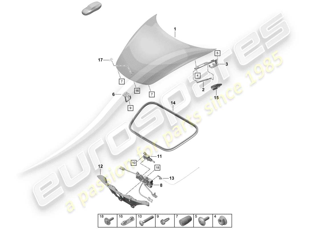 porsche 2019 (718 boxster spyder) copertina diagramma delle parti