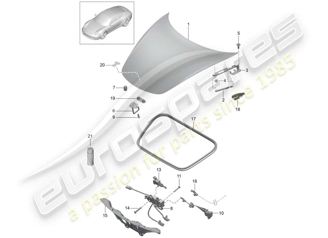 porsche 2013 (991-1) copertina diagramma delle parti