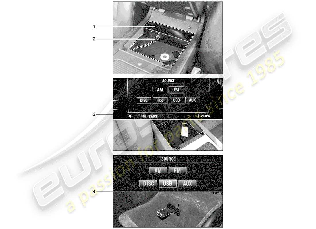 porsche 2003 (tequipment cayenne) interfaccia multimediale diagramma delle parti