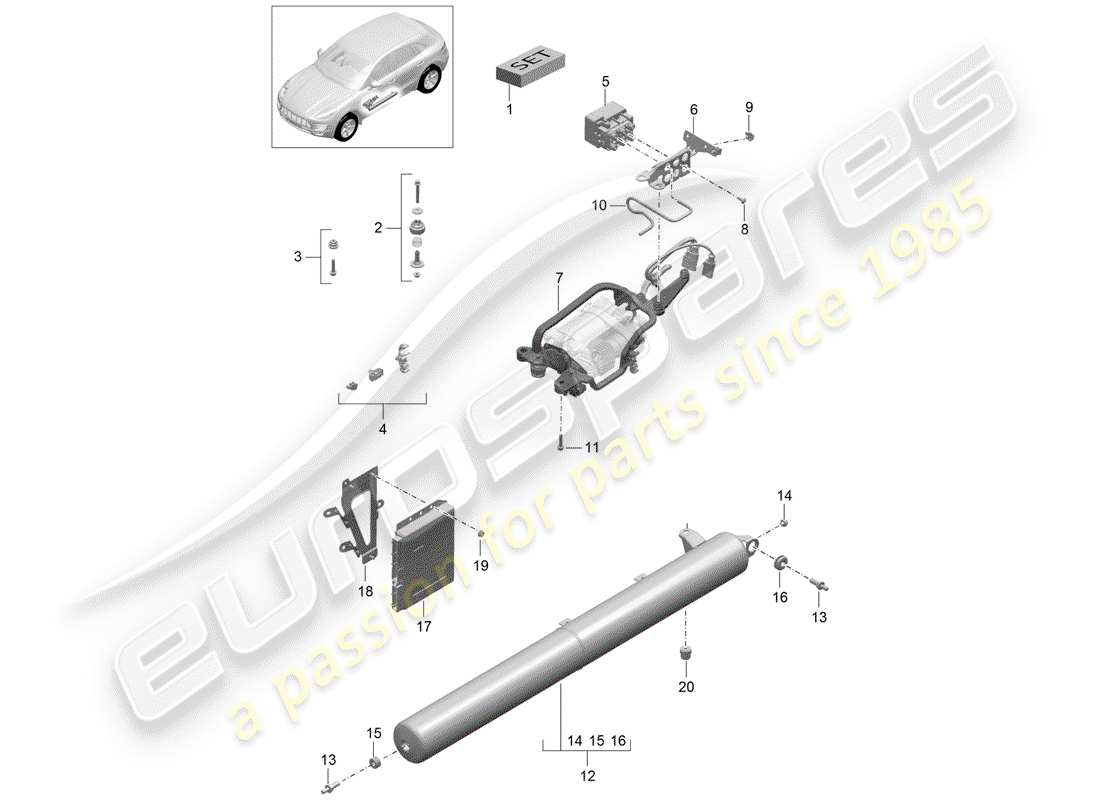 porsche 2015 (macan) sistema autolivellante diagramma delle parti